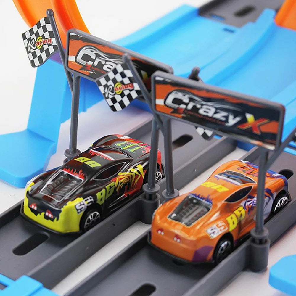 Stunt Speed Double Car Wheels Model Toys For Kids Racing Track Diy Assembled Rail Kits Educational Interactive Boy Children Toy
