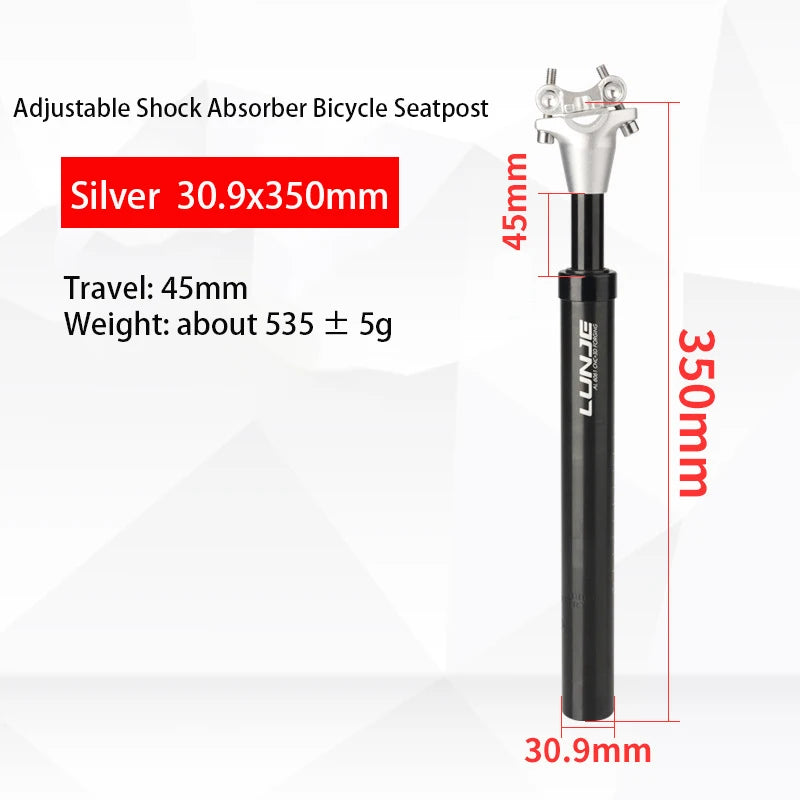 MTB Shock Absorb Seatpost 27.2/30.9/31.6mm Bicycle Seat Post 45mm Travel Road Bike Seat Tube Aluminum Alloy 350 Cycling Seatpost