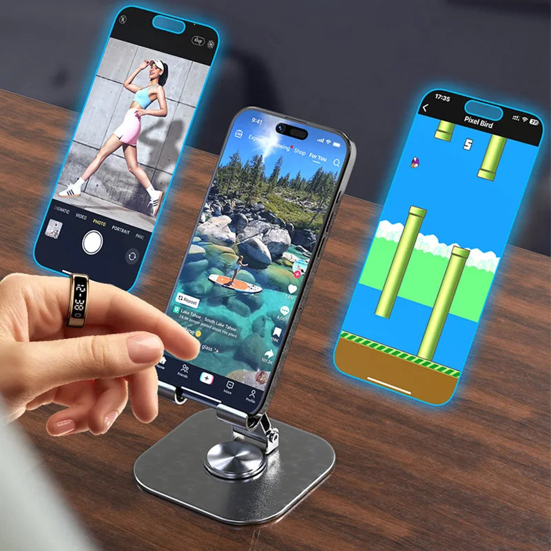 R11C Display Screen Smartring Men Women Gesture Swipe Video Waterproof Smart Ring Charging Case Health Monitor For Android IOS