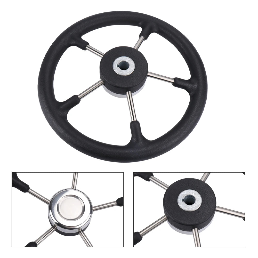 Boat Accessories Marine 13 Inch stainless steel 5 Spoke Destroyer Steering Wheel with Black Foam