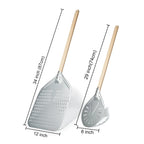 SHANGPEIXUAN Perforated Pizza Peel with Turning Pizza Peel Wood Handle Pizza Shovel Anodized Short Spatulas Baking Tools