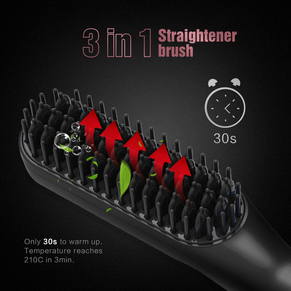 Hair Straightening Brush Hot Comb Straightener Electric Negative Ion Heating Comb For Men Beard Wet Dry Use Quick Hair Styler