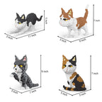 Knew Built Four styles of expressive micro particle mini cat building blocks, orange and cow models, favored by pet enthusiasts