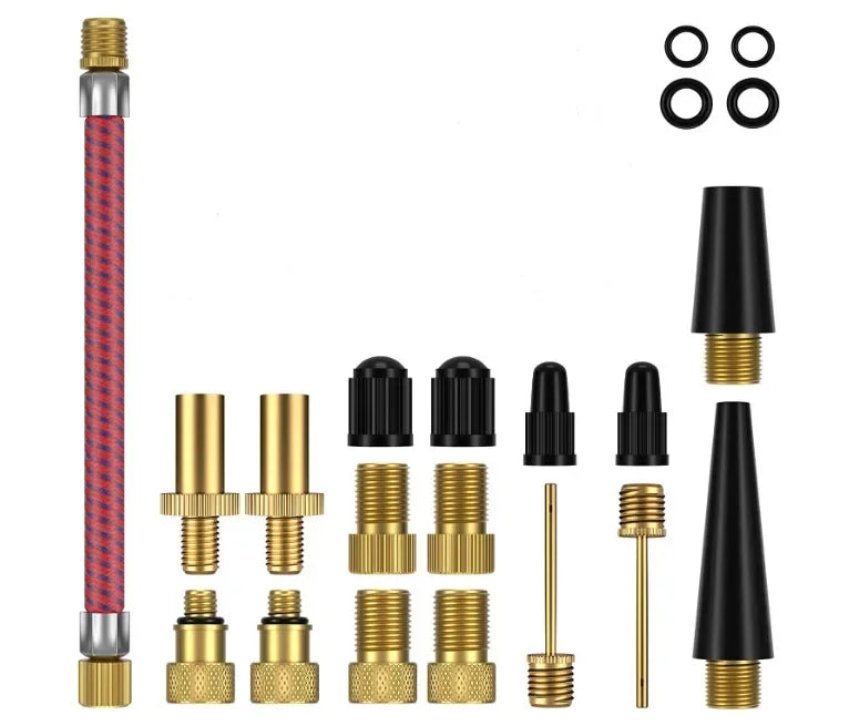 21/30Pcs Bicycle Tire Inflator Tube Needle & Air Hose Adapter Kit - Pump Connectors for Bike Repair & Basketball Valves