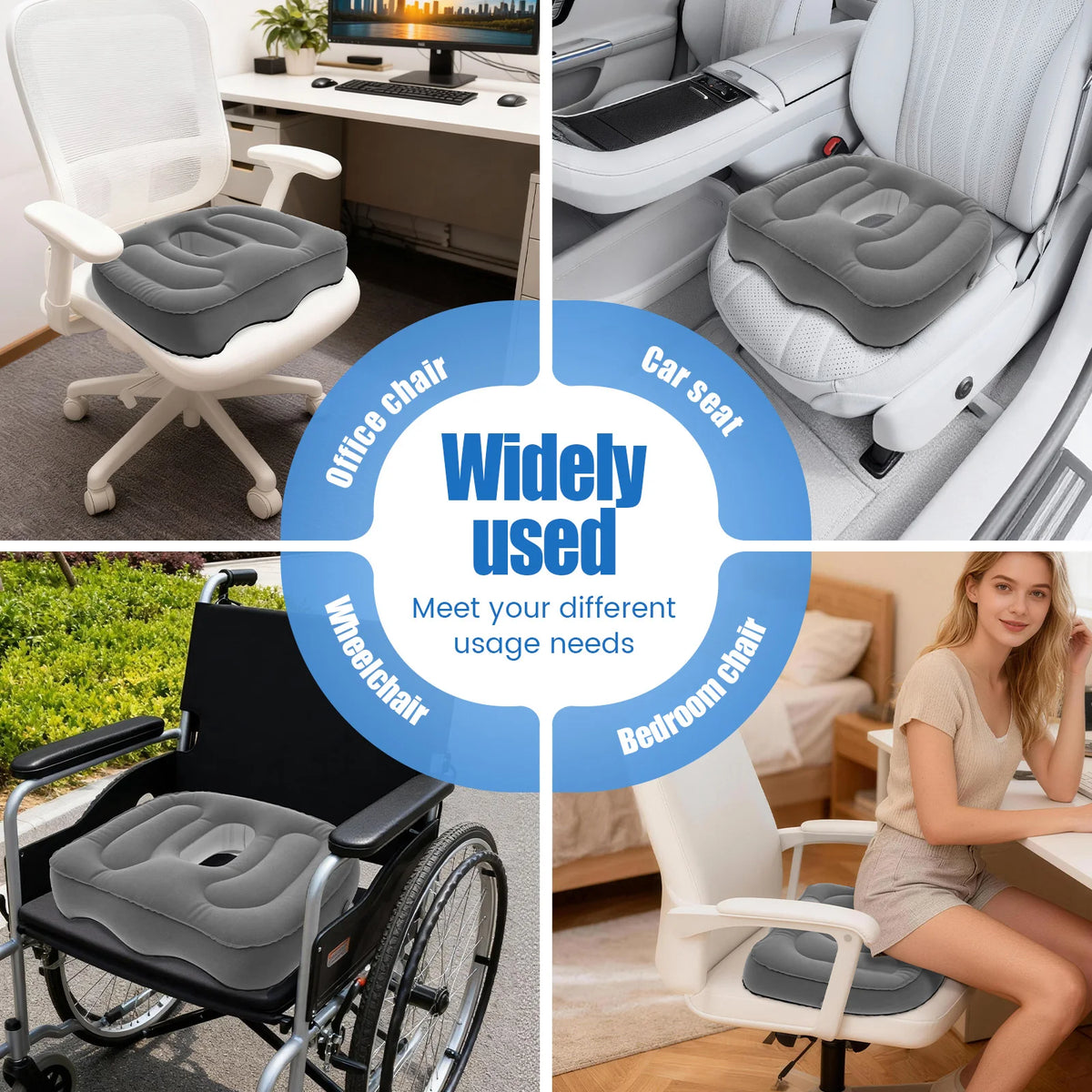 Inflatable Seat Cushion High Elasticity Perforated Pressure Ulcer Cushion Portable Office Cushion for Car Air Travel Office