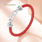 MOONLIGHT New Luxury Women's Zircon Ring Round Bracelet Genuine Braided Leather Bracelet for Woman Fashion Accessories 8 colors