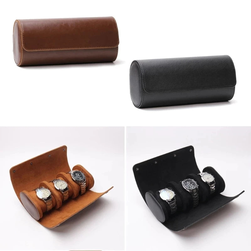 Watch Roll Travel Case - 3 Watch Storage and Organizer-Secure Storage with Innovative Removable Pillows & Solid Watch Organizer
