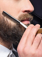 Japan S45C Carbon Steel Razor Straight Edge Stainless Steel Sharp Barber Folding Razor Natural Sandalwood Handle Horn Handle