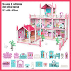 3D DIY Dream Princess Castle Villa Assembly Doll House Set Toy Girl Family Toy Children's Music Doll House Assembly Villa House