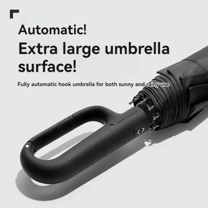 Fully Automatic Umbrella for Men And Women with Ring Buckle Design Large Rib Strong Sunshade Double Umbrella Folding Compact