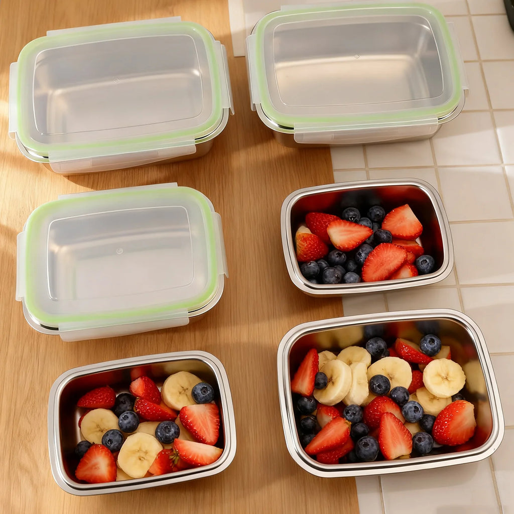 350/550/850ML Large Stainless Steel Food Container Thickened Camping Picnic Box Leak-proof Sealed Refrigerator Lunch Bento Boxes