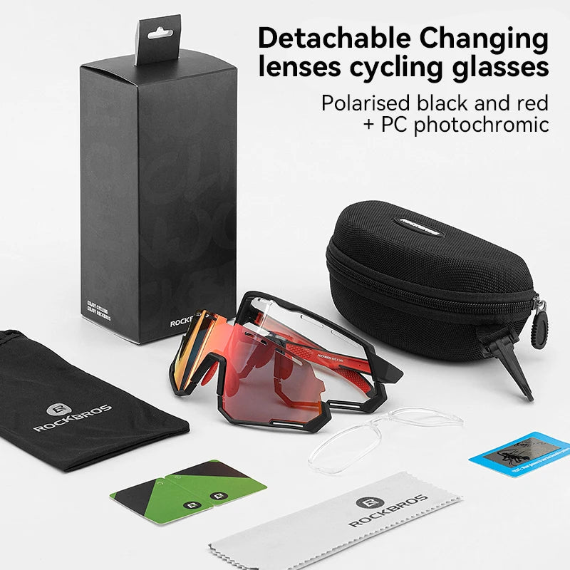 ROCKBROS Cycling Sunglasses Polarized Photochromic TR90 Ultra-Light Non-Slip Bike Glasses
