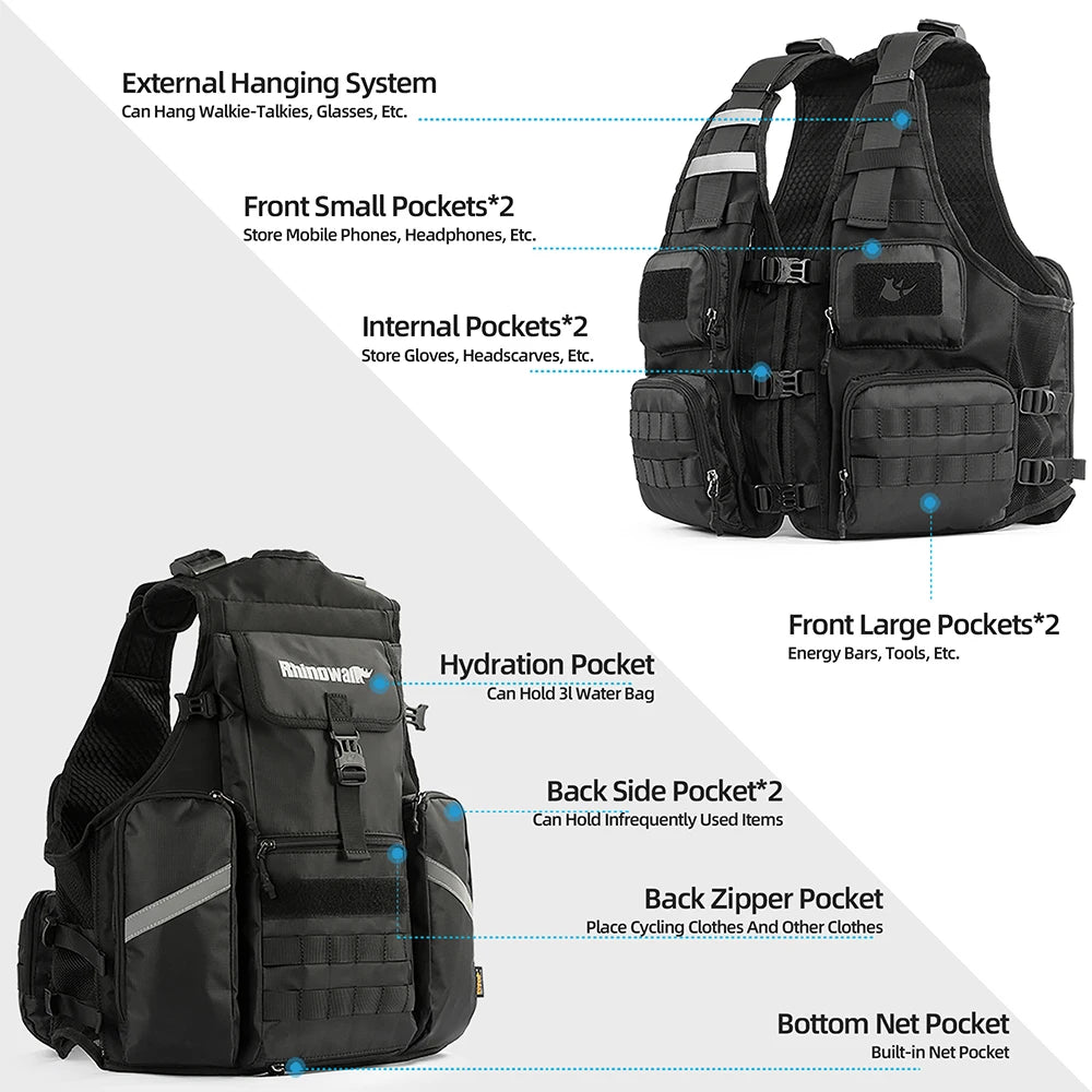 Rhinowalk Motorcycle Backpack Vest Universal Cycling Riding Outdoor Portable Traveling Sporting Pack With Helmet Net