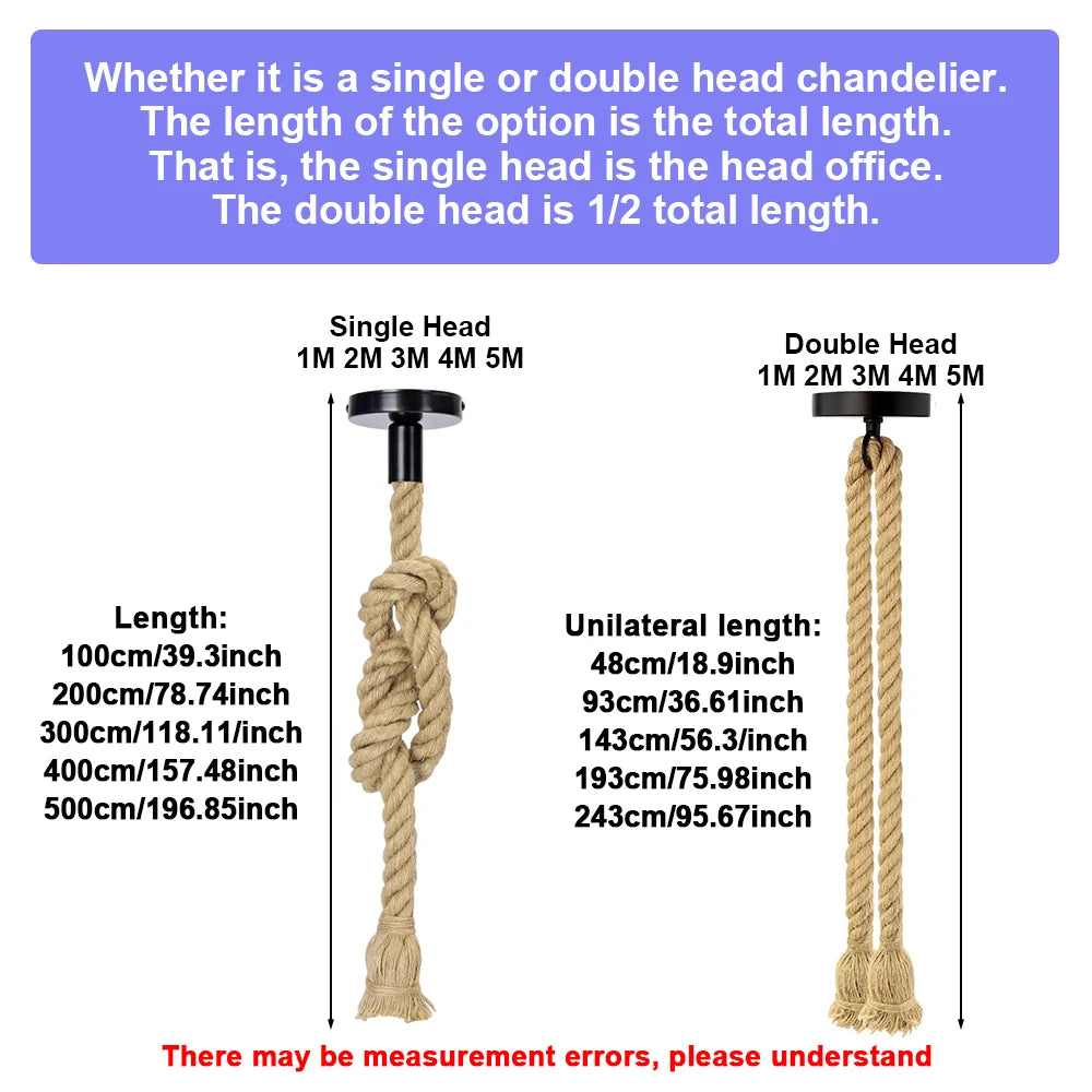 Vintage Hemp Rope Retro Ceiling Pendant Lamp E27 Base Loft Industrial Hanging Lamp Pendang Light Home Decoration DIY Decor Items