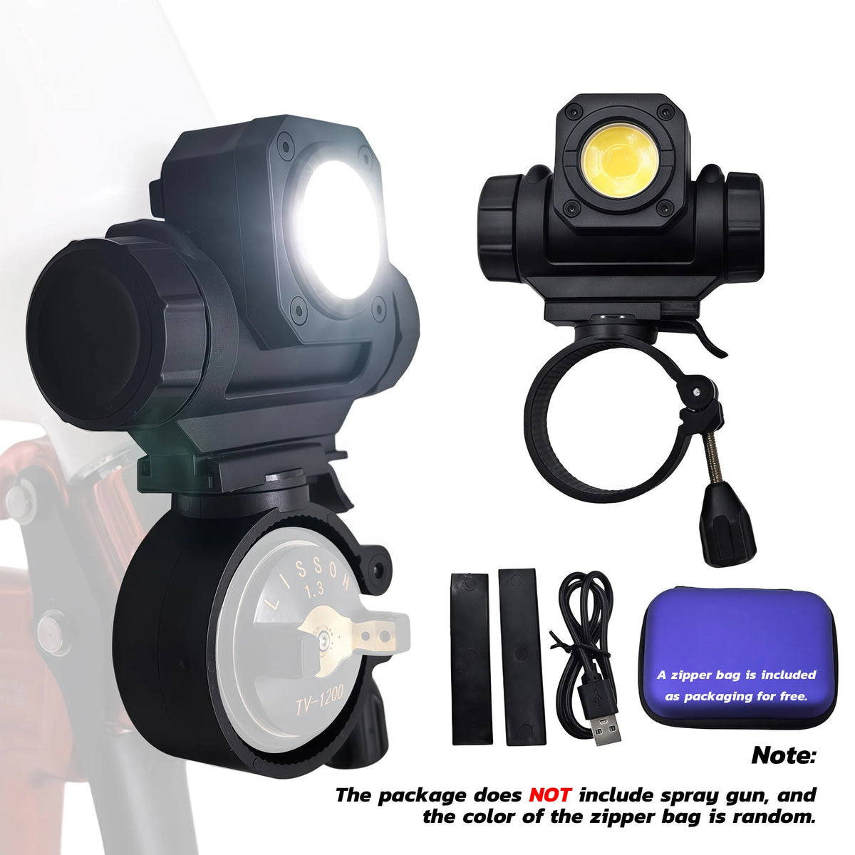 Upgrade Universal Spray Gun Light with 2 Straps Airbrush Paint Fill Light Adjustable Lighting Power Brightness Painting Tool Acc
