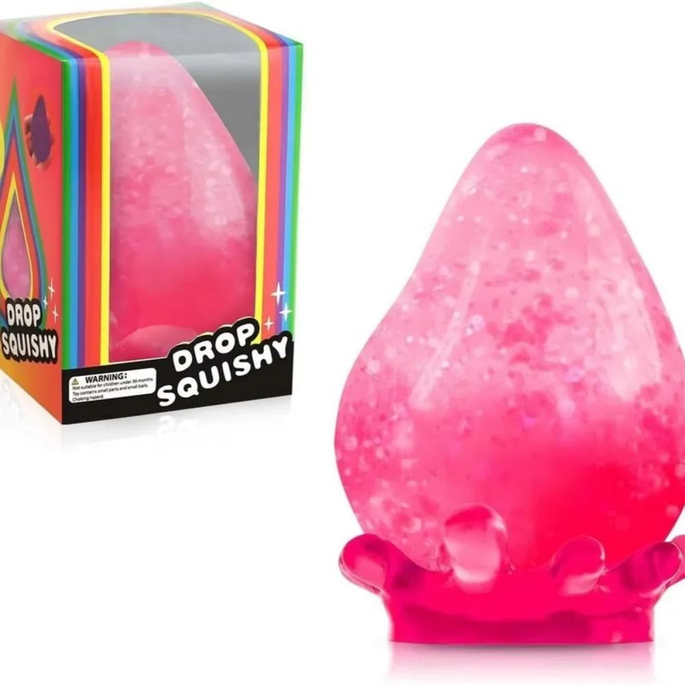 Water Droplet Blind Box Slow Rebound Squeeze Stress Relief Toy, 4pcs, Purple/Blue/Orange/Pink