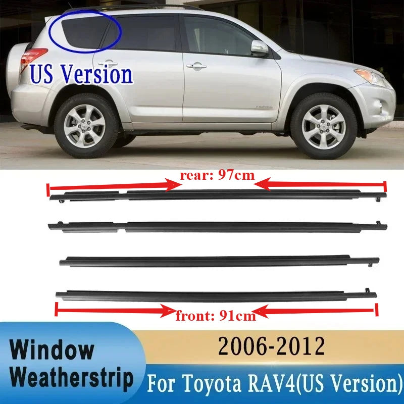 4 Pcs USA or EU Windows Rubber Outside for Toyota RAV4 2009-2012 75720-0R020 Glass Protector Weather Strip for RAV-4 Glass XA30