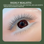 3D Highly Realistic False Eyelash Mannequin Flat Doll Head Korean Makeup Practice Tool for Lash Artists Eyelash Graft Training