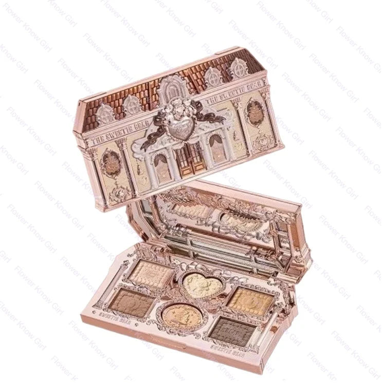 Flower Knows The Sweetie Bear Collection Eyeshadow Palette 6 Colors Glitter Matte Natural Bronzer Multi Use Kawaii Makeup