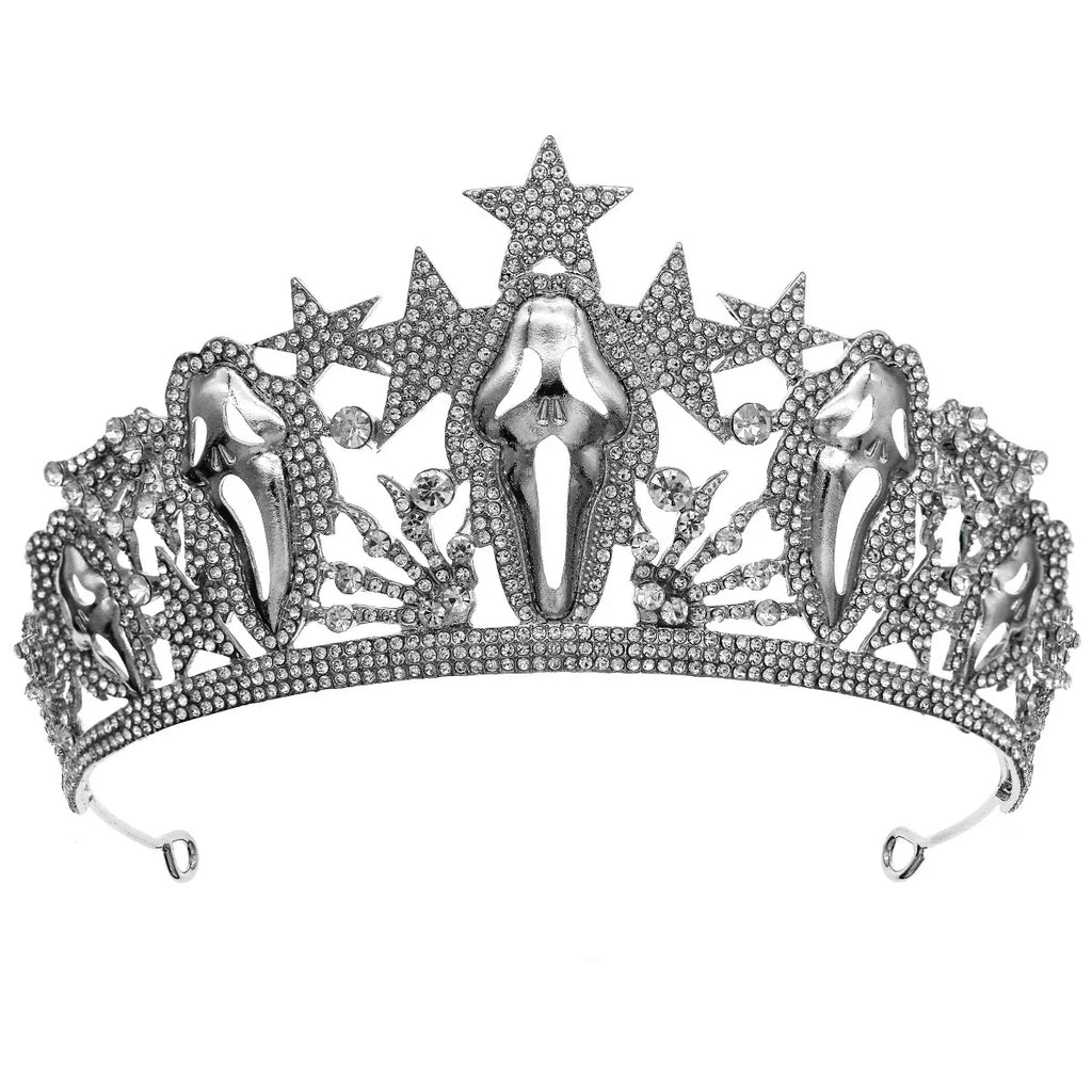 Halloween Gothic Style Alloy Crown Skull Bat Spider Handcrafted Crystal Jewelry Hair Accessories For Women Holiday Headwear