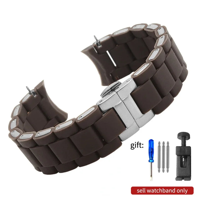 Rubber Clad Steel Watch Strap for Armani Ar5889 5890 5905 5920 Waterproof Silicone Watch Band Accessories 20mm 23mm Wrist Strap