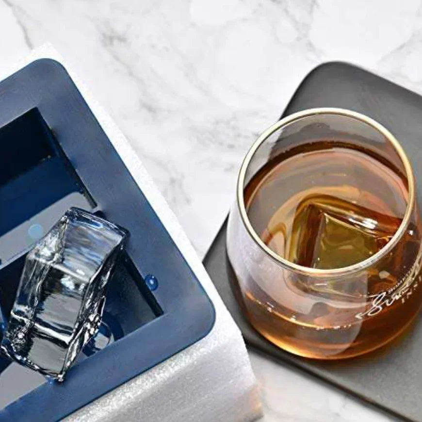 Silicone Ice Cube Mold Tray with Lid, Easy Release Square Cubes, Black/Blue 6-21 Cubes