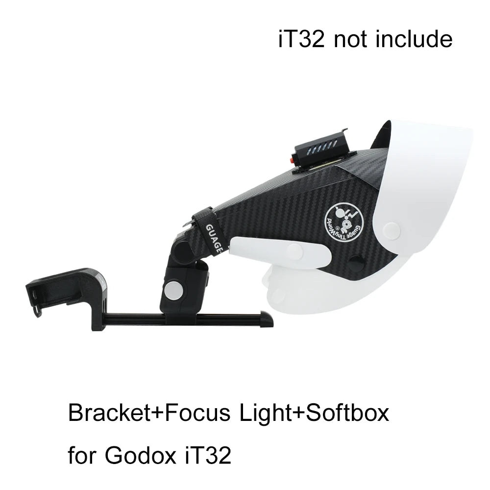 Macro flash diffuser telescopic bracket kit, adjustable, for Godox MF12 or iT32