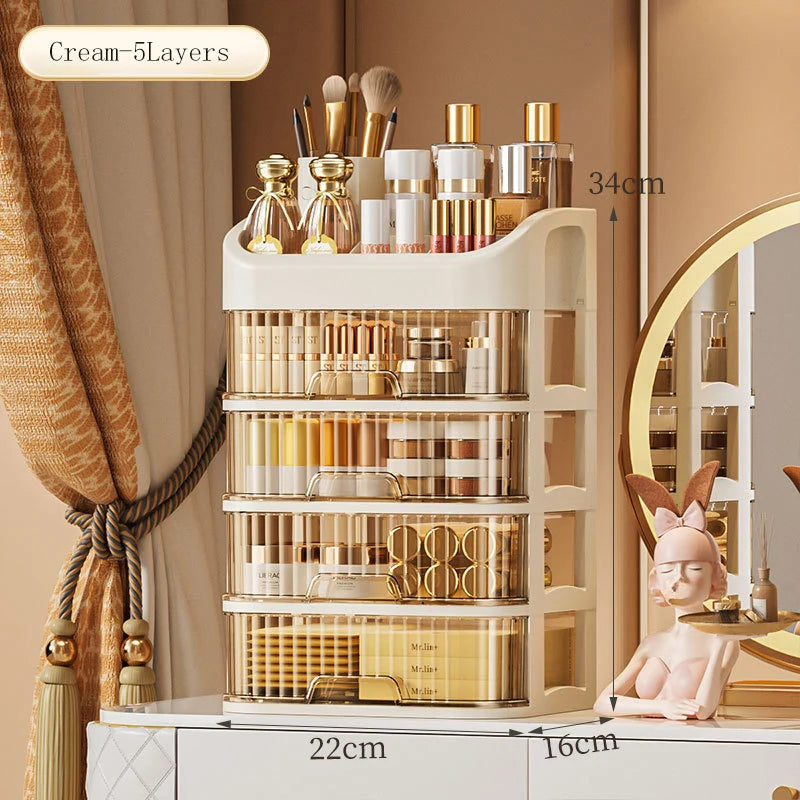 Cosmetic Storage Box Large Capacity Transparent Drawer Jewelry Makeup Storage Box Multi-layer Multi-functional Desktop Organizer