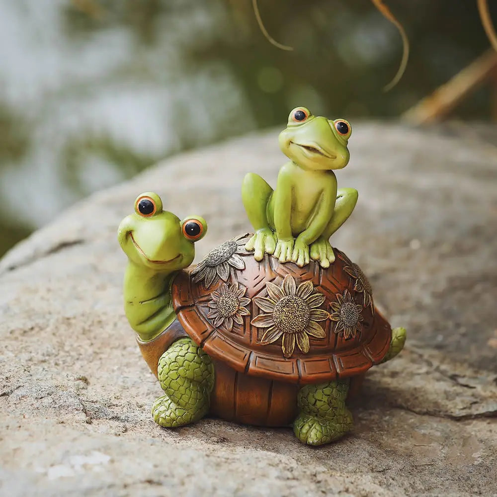 Cute Turtle And Frogs Sculpture Resin Home Garden Decoration Ornaments Animal Statue For Party Room Garden Decor Funny Gift