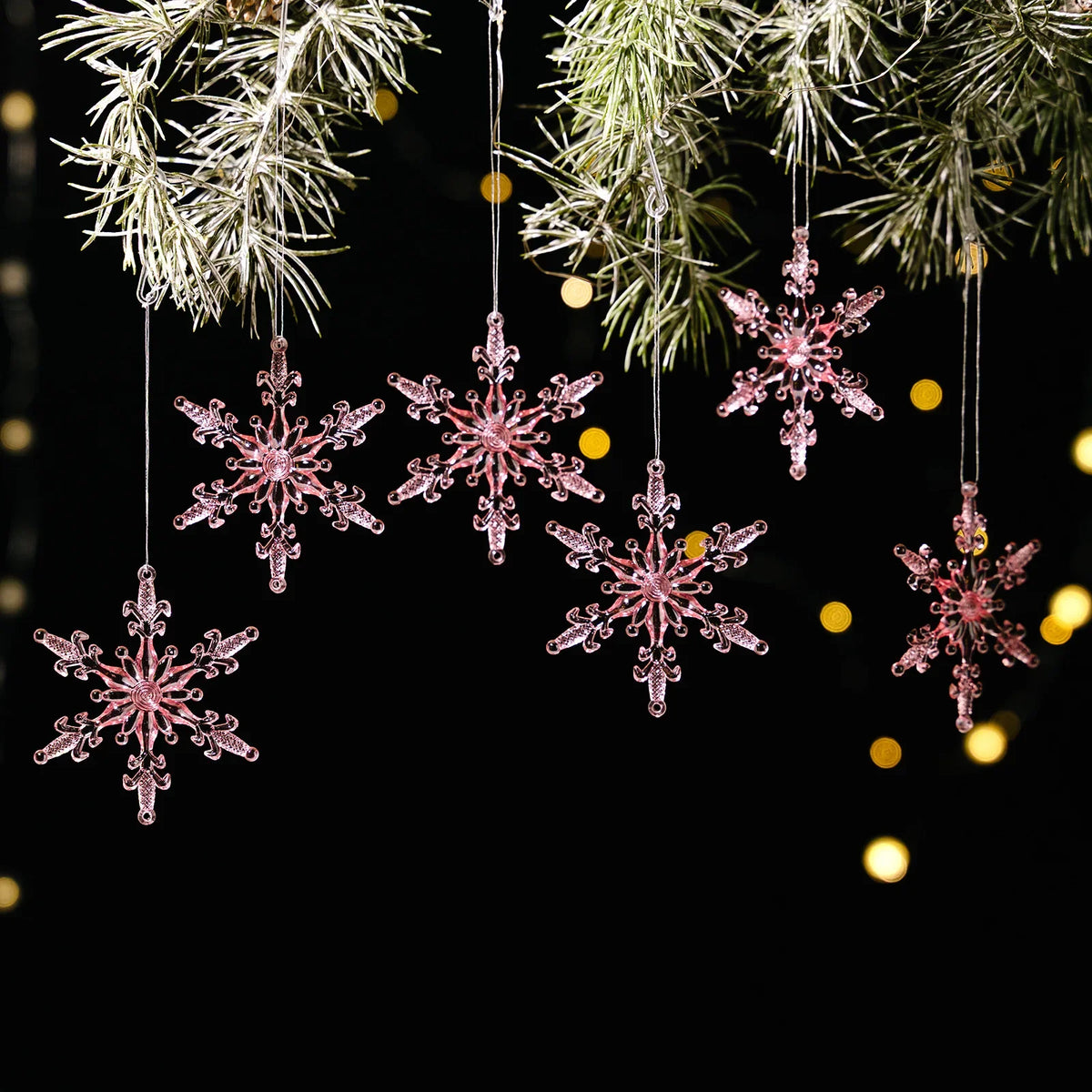 Transparent Acrylic Icicle Christmas Ornaments Xmas Tree Hanging Pendant Crystal Twisted Icicle Snowflake Home Party Decoration
