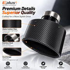 Universal Car Matte Carbon Fiber Muffler Tip Exhaust Pipe Nozzle Decoration Stainless Silver&Black Tilting Left Right Oval