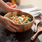 Acacia Wood Salad Soup Bowl Japanese Style Tableware, 20x7.5cm