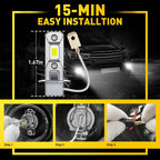 AUXITO 2Pcs H3 LED Canbus Car Lamp Fog Lights DRL High Power H3 LED Yellow 3000K White 6500K H3 Diode lamps Bulb Mini 1:1 12V