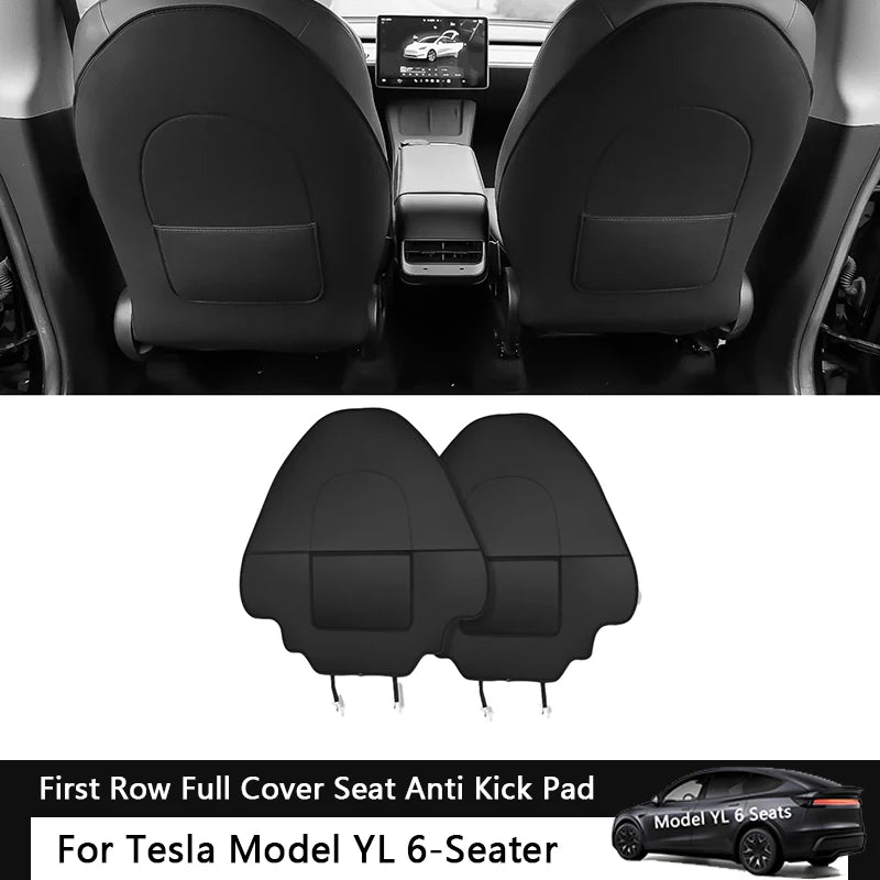Car Seat Back Kick Protector Pad for Tesla Model YL 6-Seater Leather Anti-Scratch Cover