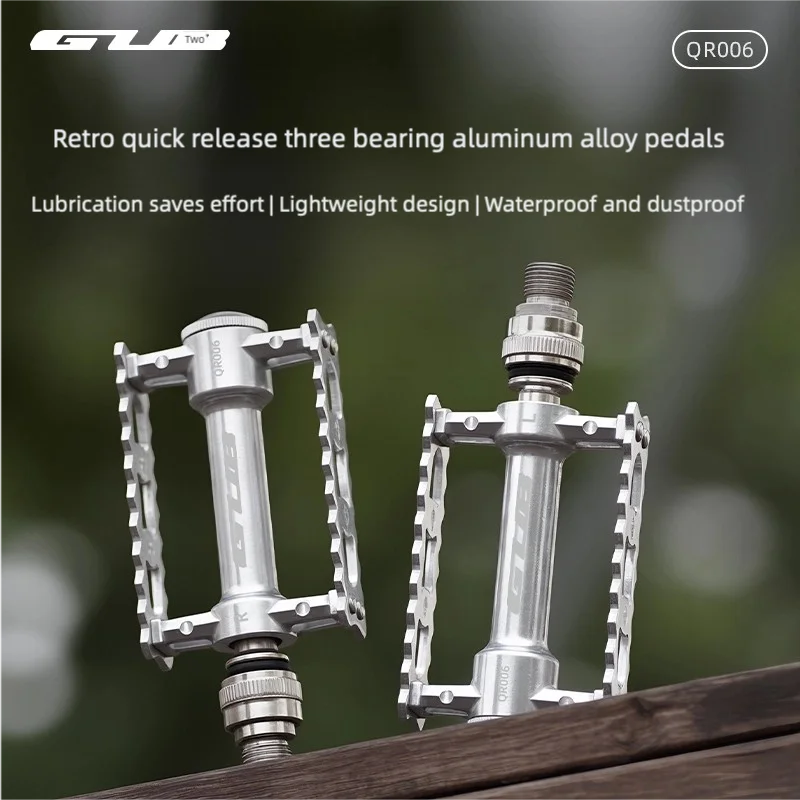 GUB QR006 Retro Quick Release Folding Mountain Bike Aluminum Alloy Bicycle Pedal with Triple Bearings Anti-Slip