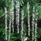 Transparent Acrylic Icicle Christmas Ornaments Xmas Tree Hanging Pendant Crystal Twisted Icicle Snowflake Home Party Decoration