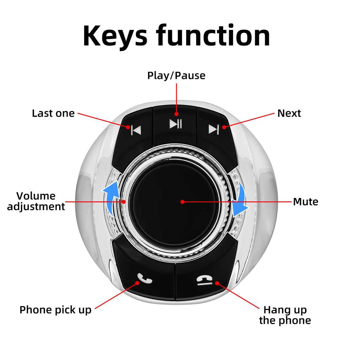 Universal Cup Shape Wireless Car Steering Wheel With LED Light 8-key Control Buttons For Android Multimedia Navigation Player