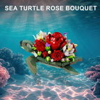 Sea Turtle Red Roses Planter Building Blocks Set Turtle Flowers Pot Bricks Toys Home Plants Decor Gifts for Women