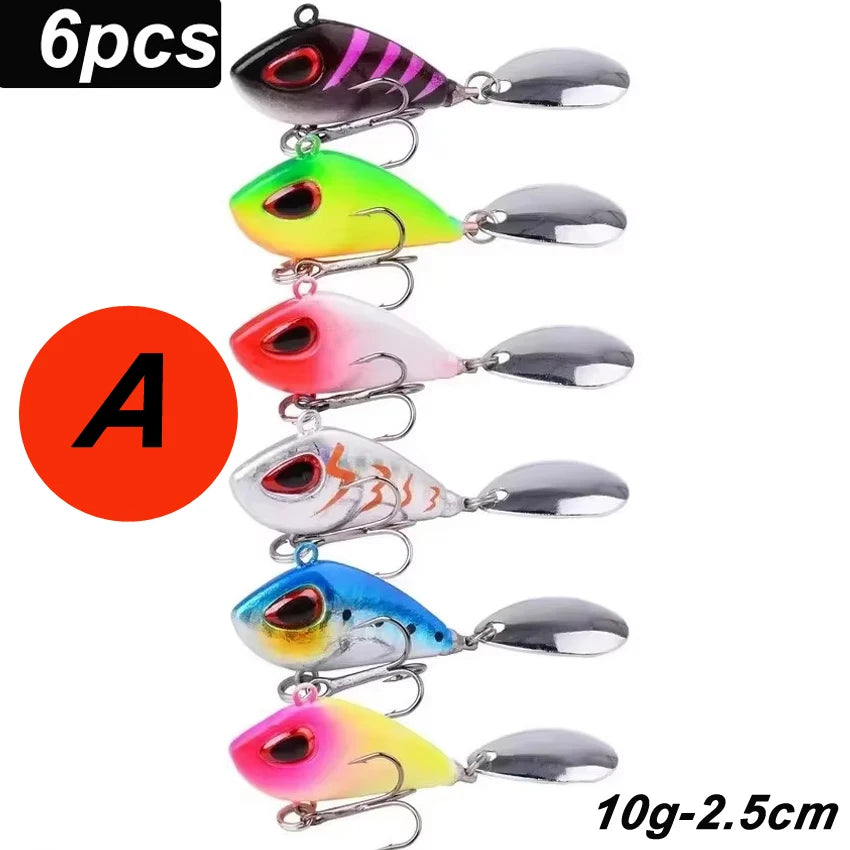 5/6pcs Mini VIB With Spoon Fishing Lures 6g 10g 17g 25g 2cm Lure Fishing Tackle Pin Crankbait Vibration Spinner Sinking Bait
