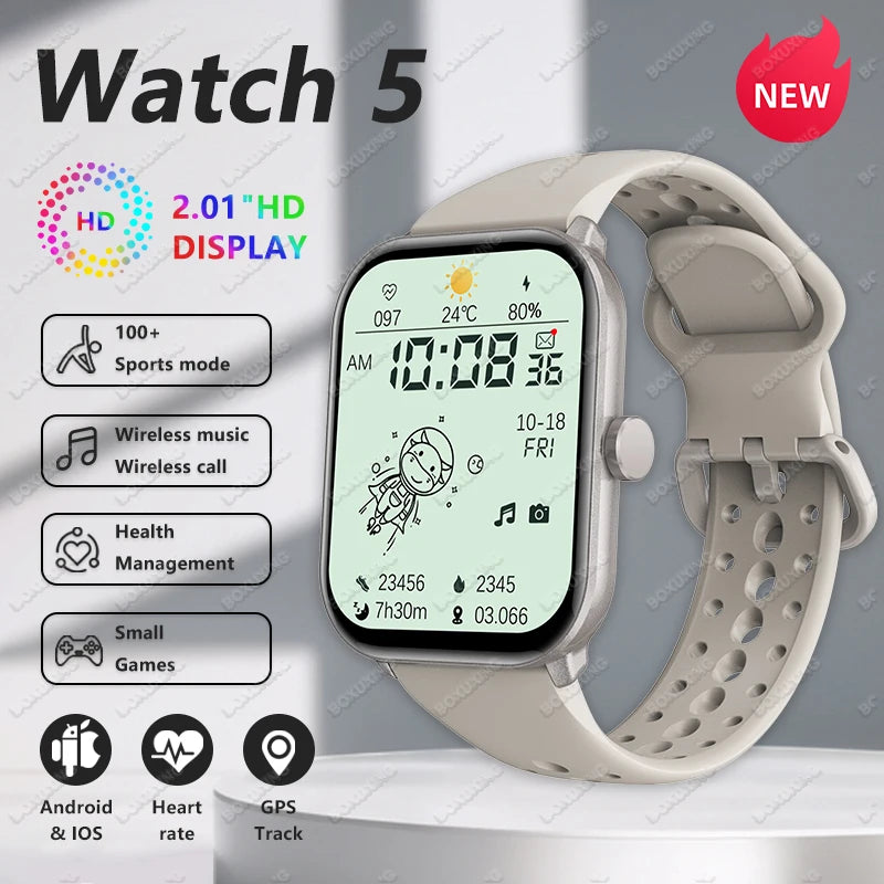 2026GPS Track Smart Watch 2.01-Inch Ultra HD AMOLED Screen IP68 Waterproof Sports Heart Rate Monitor Bluetooth Call Smartwatches