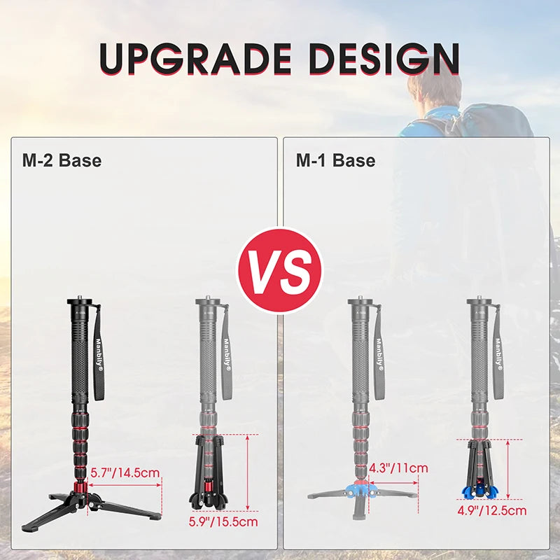 Manbily Lightweight Camera Tripod Monopod Selfie Stick Aluminum A-222 Pro For Canon Nikon DSLR Travel Max 170cm with M-2 Base