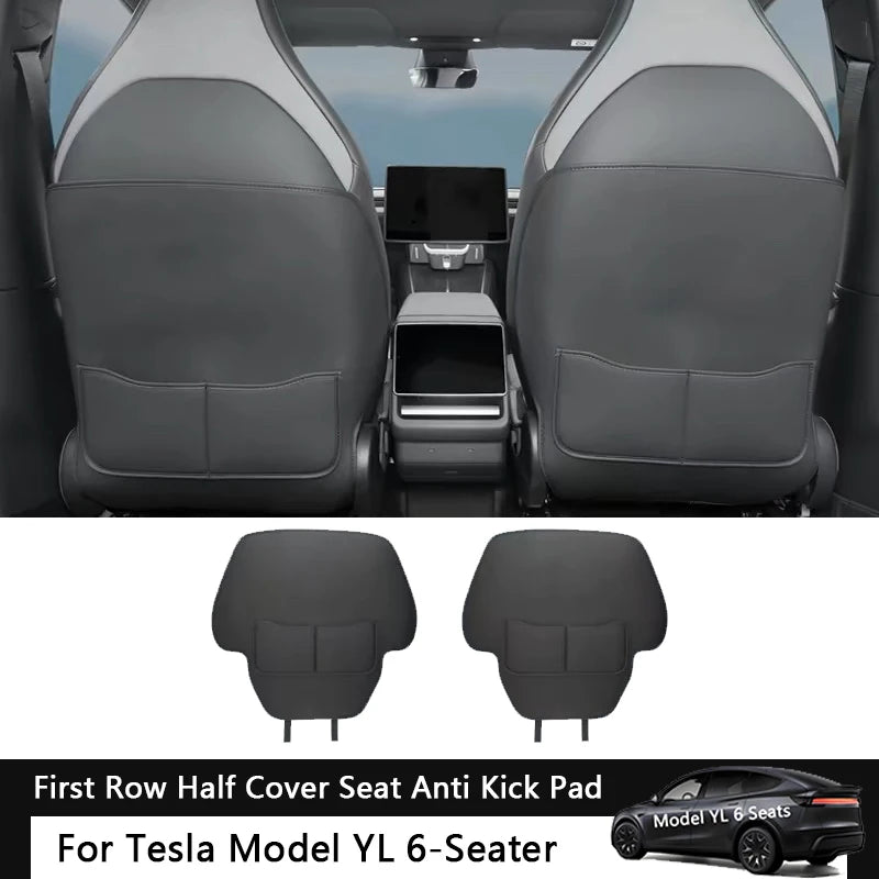 For Tesla Model YL 6-Seater Car Seat Back Anti Kick Pad Leather Full Surround Seat Back Anti Scratch Protector Car Accessories