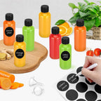 16 Pack 2oz Mini Reusable Plastic Ginger Shots Bottles Leakproof Juice Shot Bottles with Lids for Juice, Oil and Liquid Samples