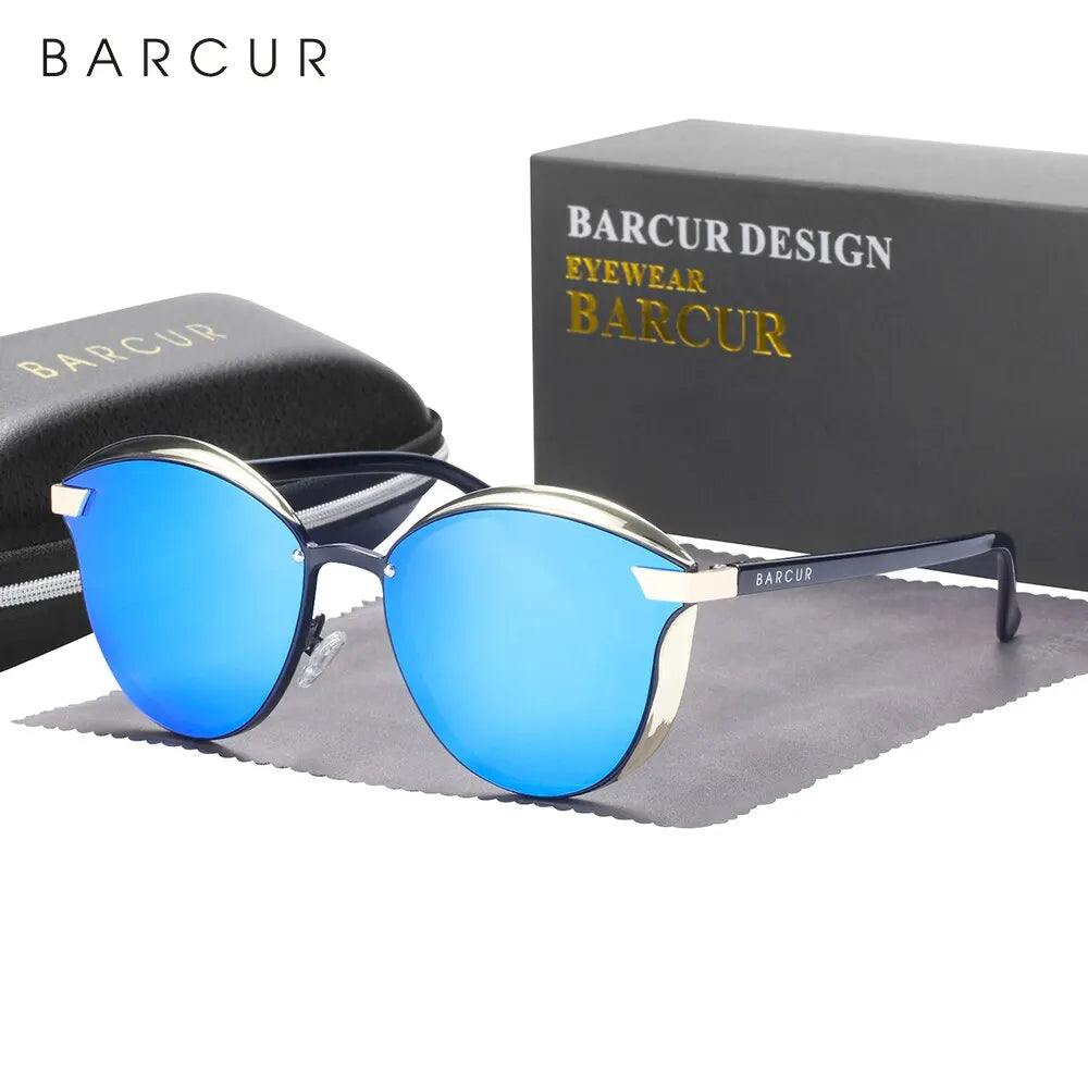 BARCUR Style Polarized Sunglasses For Women Catmore Round Sun Glass Ladies Woman Eyewear Accessory UVAB Protection