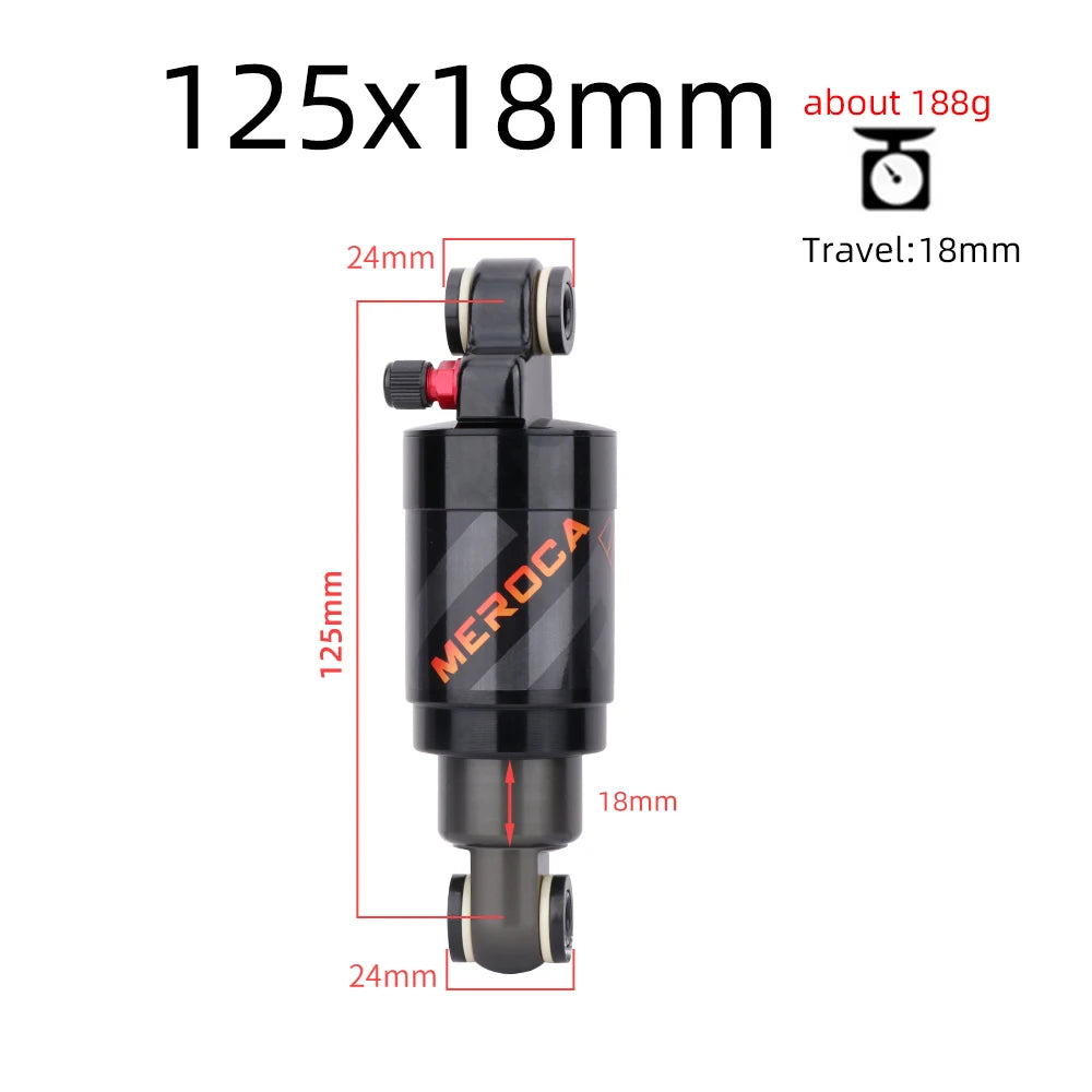 MEROCA Mountain Bike Air Shock Absorber 125mm/150mm/165mm/190mm/200mm Scooter Alloy MTB Folding Bicycle Rear Shock Cycling Parts