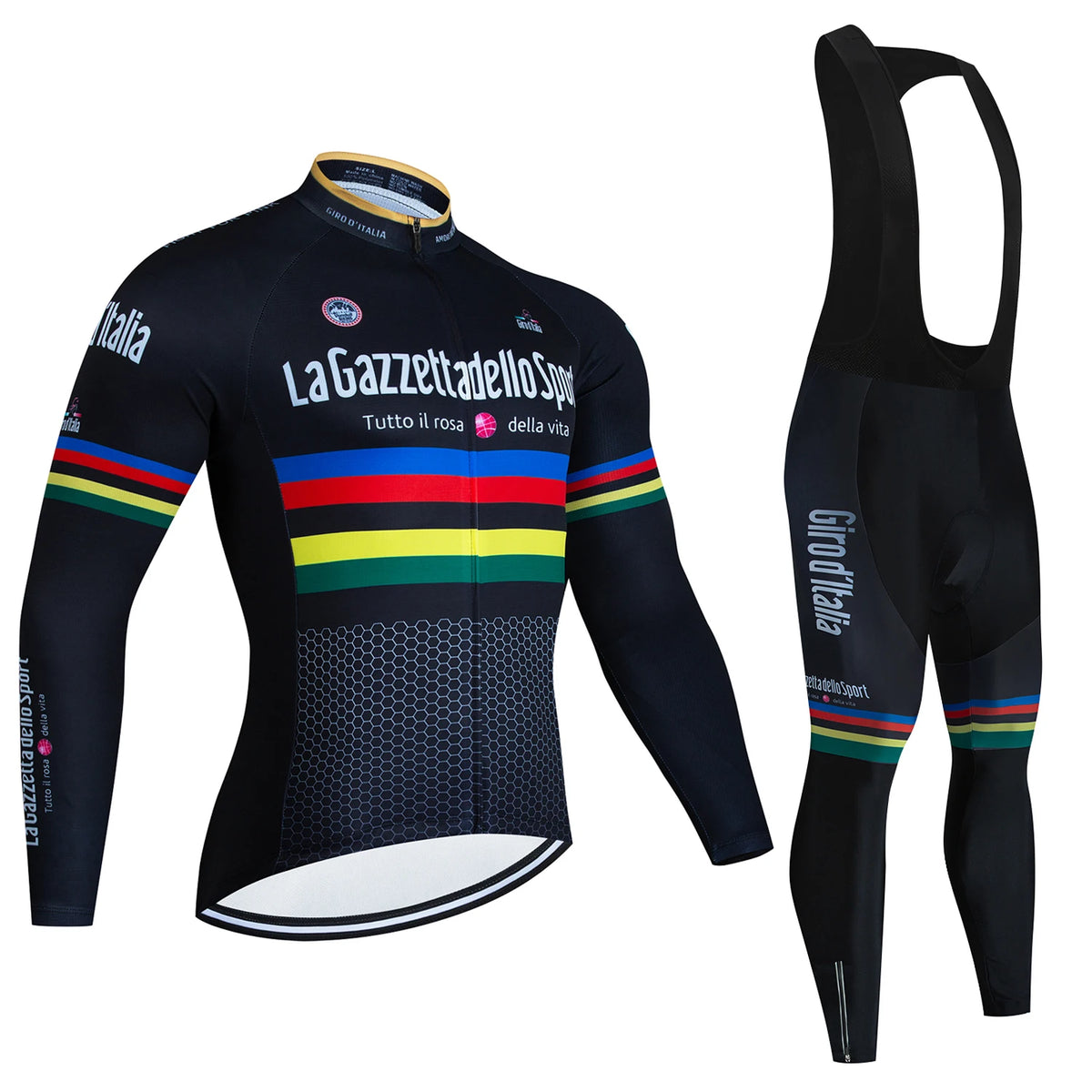Men's Professional Long Sleeve Cycling Jersey & Padded Shorts Set, Quick Dry, Reflective, Breathable Bike Wear Clothing for Men