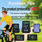 UART2 H6C Electric Bike LCD Display Speedometer Meter 24V-60V, 5/6 Pin Plug Options