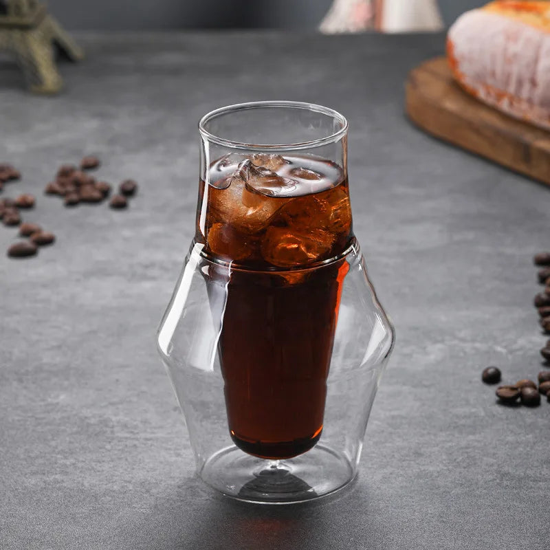 YWDL New Creative Double-layer Glass Cup Espresso Coffee Cup Anti-scalding Milk Party Brandy Wine Teacup Mug 120/250/335ml