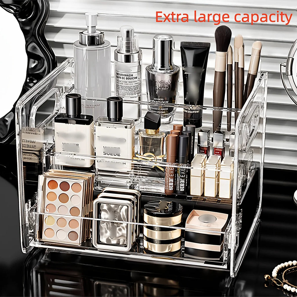 Acrylic Desktop Cosmetic Organizer Slanted Storage Basket, Transparent, 1pc