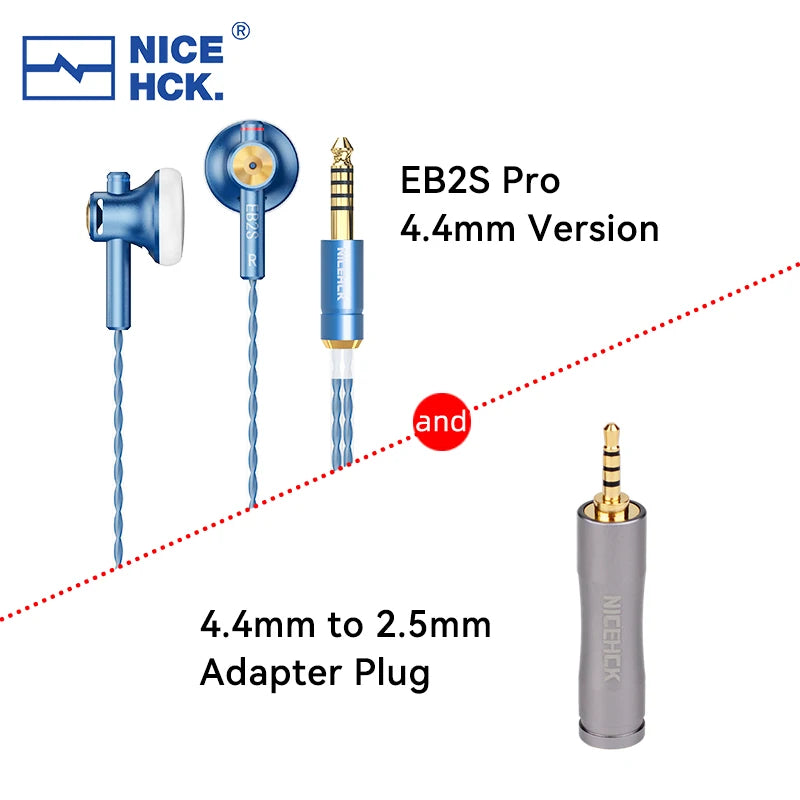 NICEHCK EB2S Pro Wired Earbuds Flat-Head 15.4mm LCP Dynamic Driver 3.5mm/4.4mm